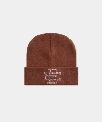 EE Swarovski Beanie Hat Brown