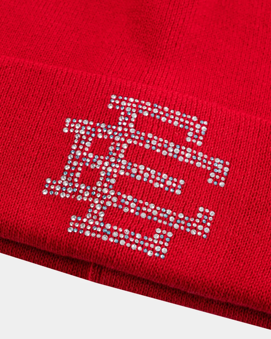 EE Swarovski Beanie Hat Red